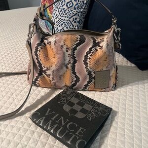 Vince Camuto Shoulder Handbag Yellow crocodile pattern